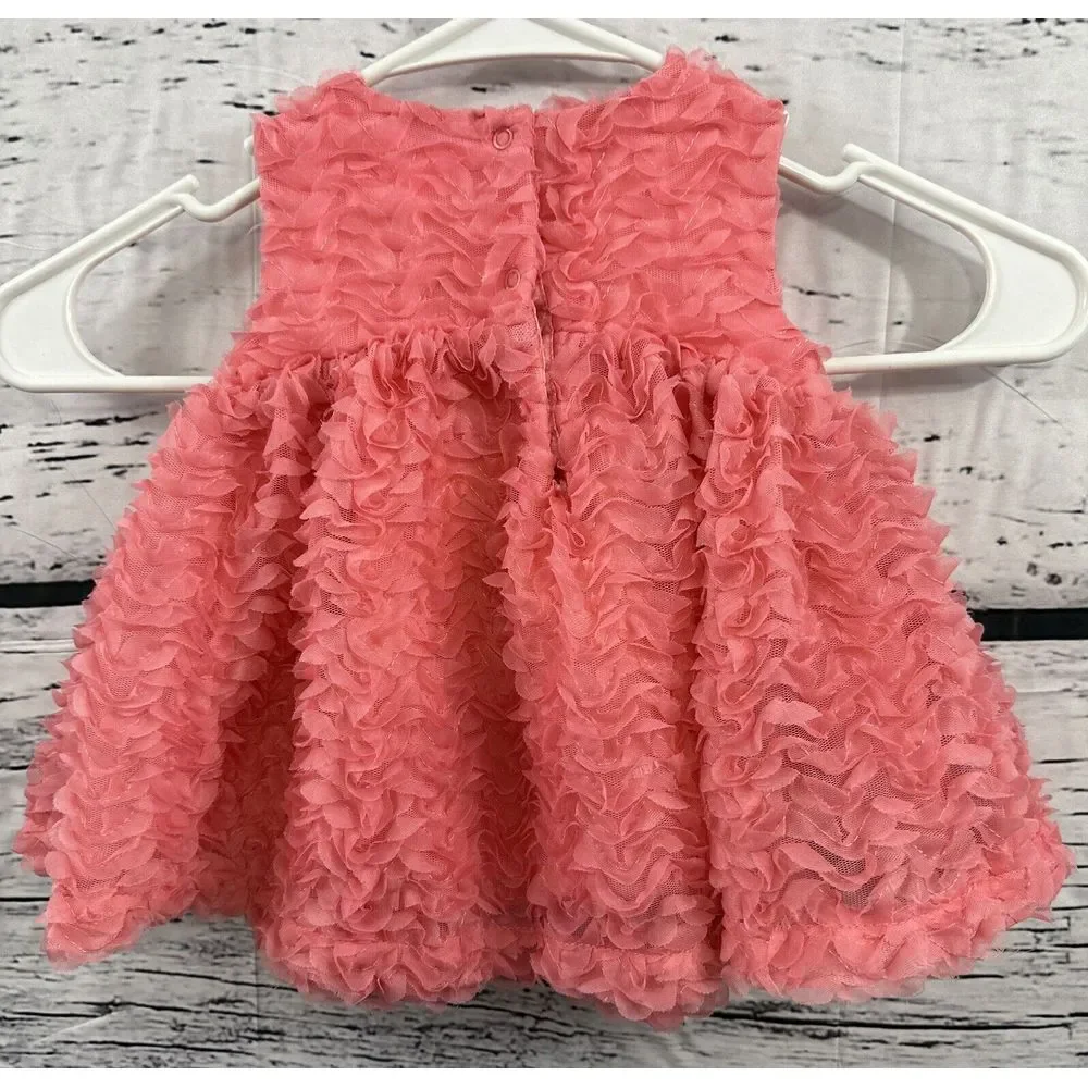 Cat and Jack Baby Girl Coral Pink Dress 3-6mo Ruffles - Picture 2 of 10